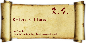 Krizsik Ilona névjegykártya